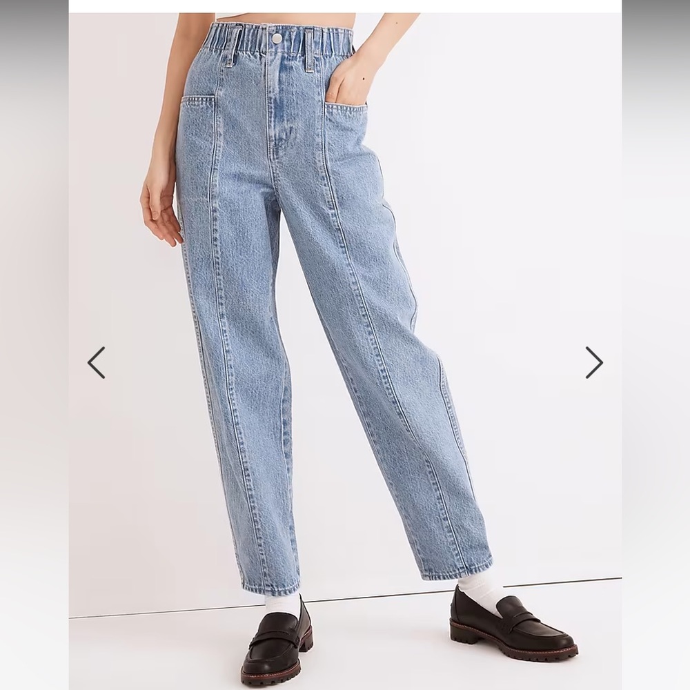 Madewell Pull-On Balloon Jeans in Closson Wash: Paperbag Edition